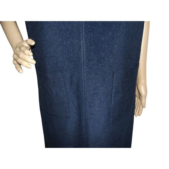 Southern Lady Jumper Dress Womens MP medium petite Navy Blue Long Midi corduroy - Picture 6 of 10